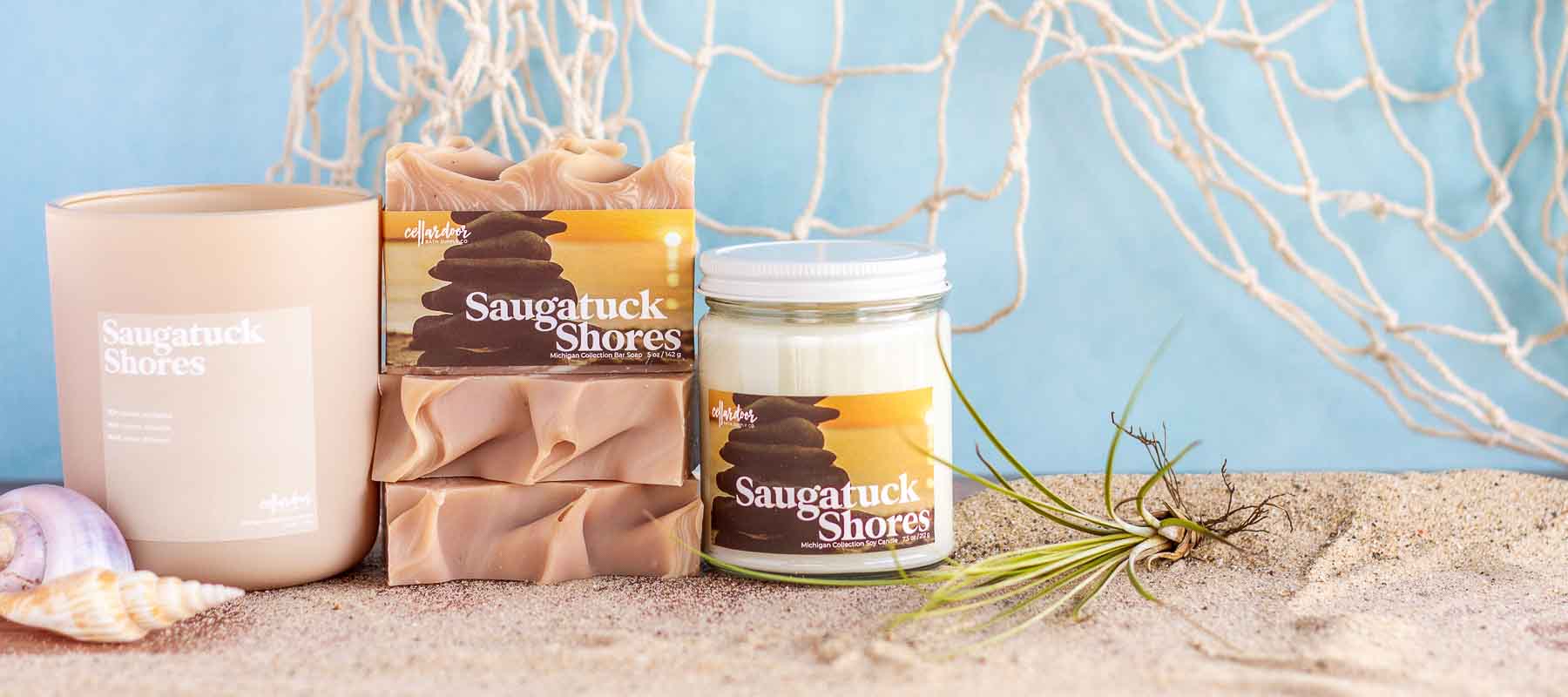 The Michigan Collection Saugatuck Shores Soap and Candle Group 1800x800 - Cellar Door Bath Supply Co