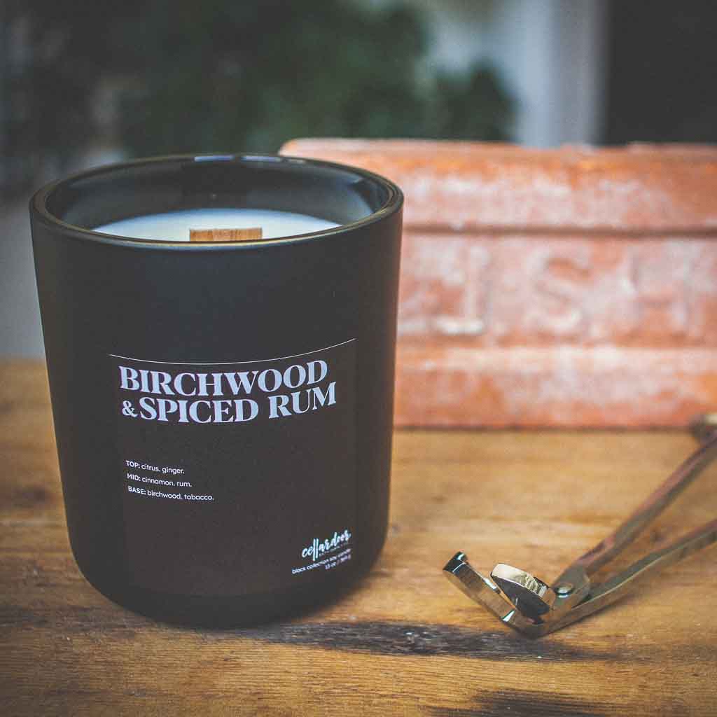 Birchwood & Spiced Rum - 13 oz Wooden Wick Soy Candle