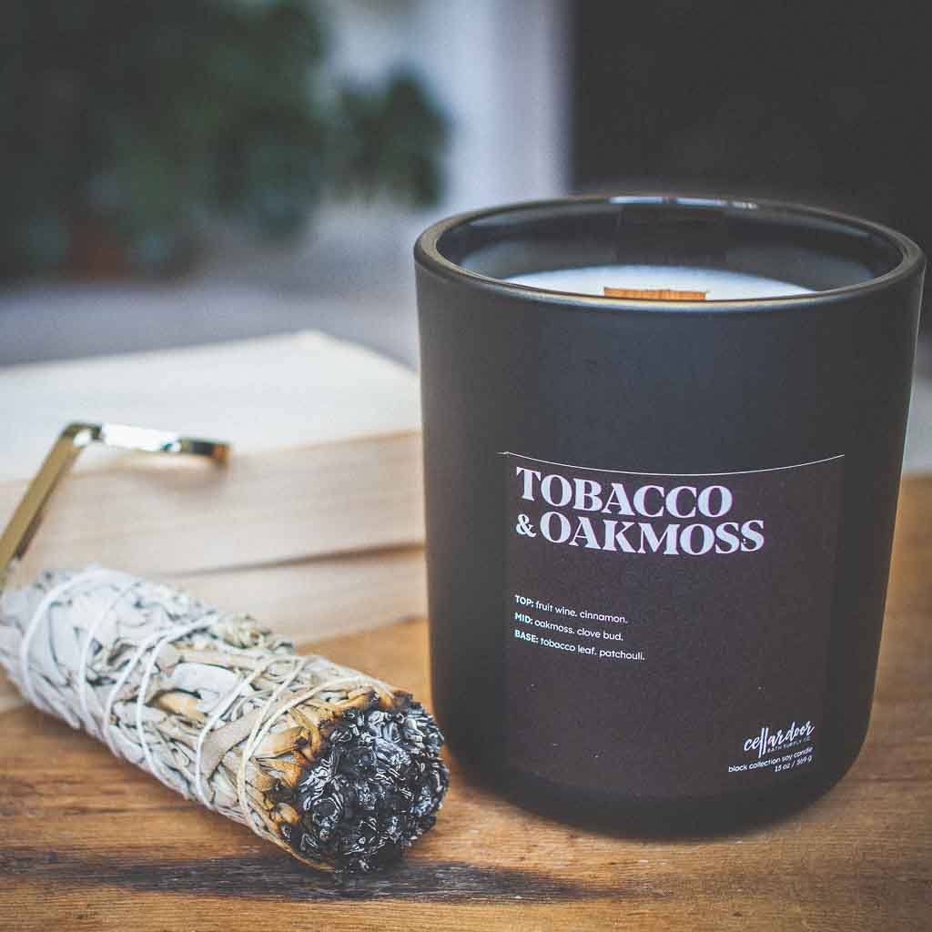 Tobacco & Oakmoss - 13 oz Wooden Wick Soy Candle
