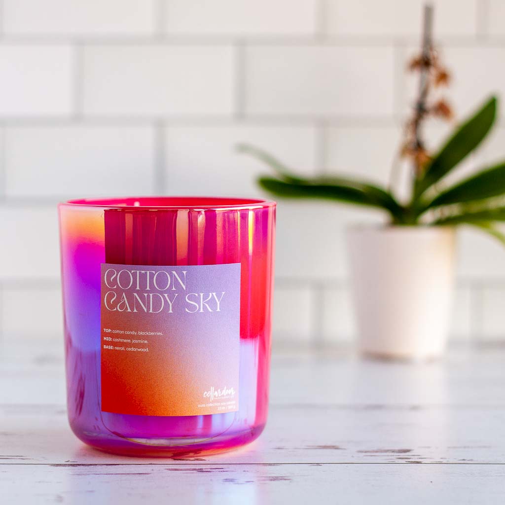 Cotton Candy Sky - 13 oz Wooden Wick Soy Candle