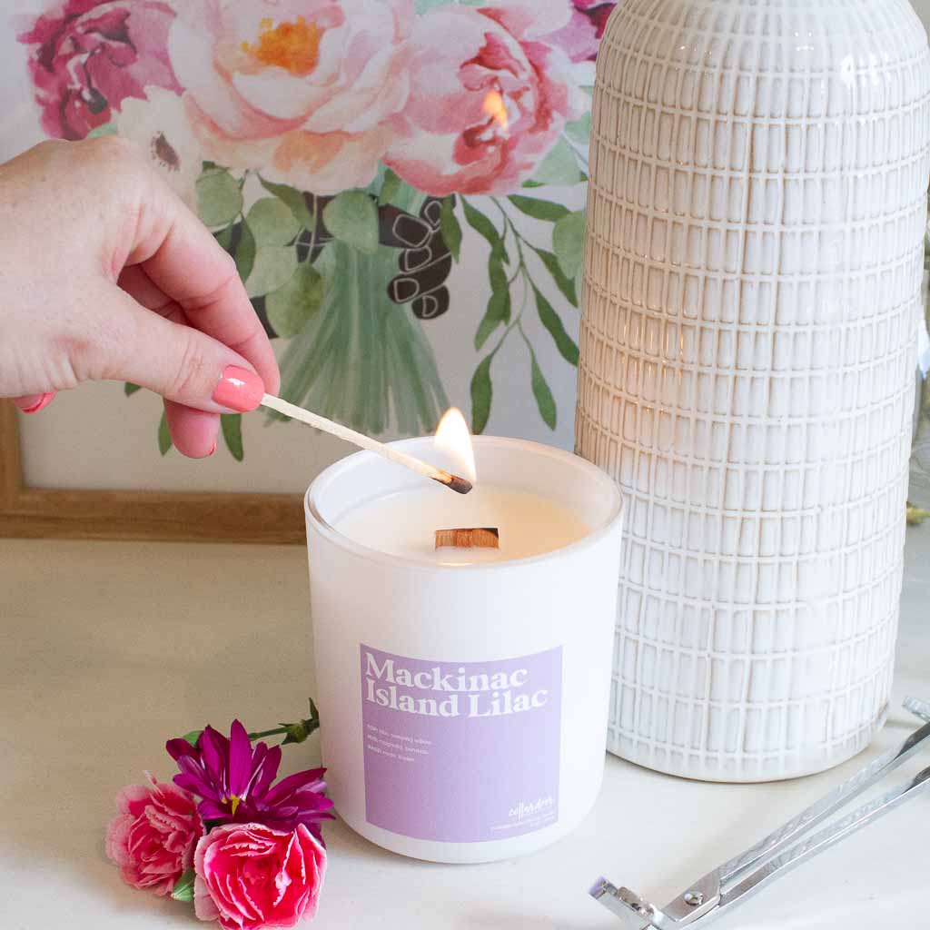 Mackinac Island Lilac - 13 oz Wooden Wick Soy Candle